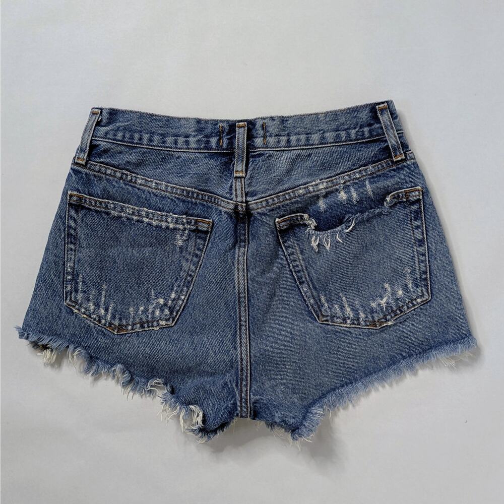 Agolde Parker Shorts 25 Medium Blue 100% Cotton Distressed High Rise - Picture 8 of 8